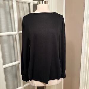Banana Republic Luxespun Black Long Sleeve Pleated Shoulder Top Women’s M